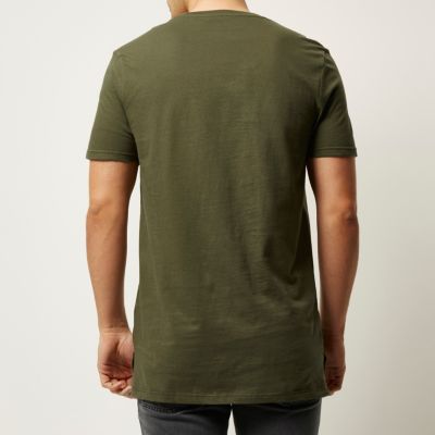 Dark green marl longline t-shirt